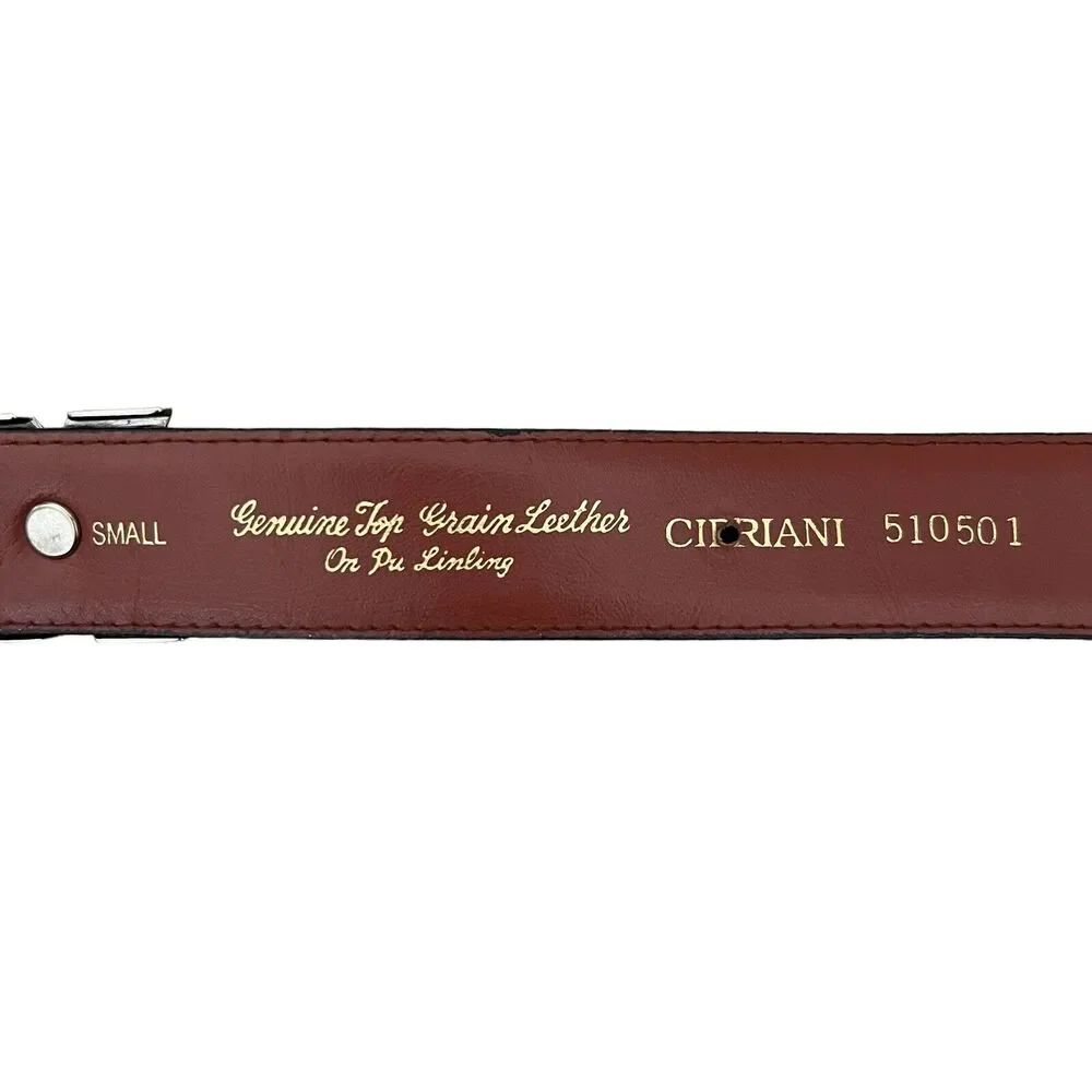 Cipriani Women's Blue Leather Thin Belt with Silver Hardware Detail - Size Small